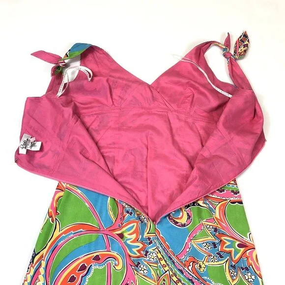 Lilly Pulitzer Silk Sleevless V Neck Dress Tie Shoulder Size Small - Picture 7 of 10